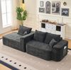 Ecksofa aus Chenille mit flexiblem Modul-System, tiefer Sitzfläche, 262 x 144 x 65 cm, Schwarz Bild 5