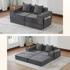2-Sitzer Sofa aus Cord mit Seitentaschen & 2 Kissen, 162 x 78 x 66 cm, Dunkelgrau Bild 2