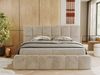 Boxspringbett mit dekorativem Kopfteil, Doppelbett mit zwei 7 Härtezonen Multipocket-Matratzen, Bettkästen, Polsterbett - NIRA - 140 x 200 cm - Creme Plüsch - H3 Bild 4