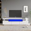 TV-Schrank 160 cm Weiß Hochglanz mit LED Beleuchtung 16 Farben, 3 Schubladen, Platz für Fernseher bis 70 Zoll Bild 3