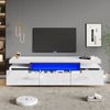 TV-Schrank 160 cm Weiß Hochglanz mit LED Beleuchtung 16 Farben, 3 Schubladen, Platz für Fernseher bis 70 Zoll Bild 2