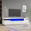 TV-Schrank 160 cm Weiß Hochglanz mit LED Beleuchtung 16 Farben, 3 Schubladen, Platz für Fernseher bis 70 Zoll Bild 4