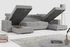 'FOX-U' Ecksofa, U-Form, mit Schlaffunktion und Bettkasten, Hellgrau, Stoff Bild 2