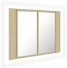 vidaXL LED-Bad-Spiegelschrank Sonoma-Eiche 60x12x45 cm Acryl 804959 Bild 2