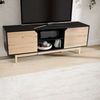 Lowboard Schwarz Eiche-Dekor 150x55x40cm TV-Kommode Modern mit Türen Bild 2