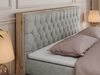 Boxspringbett AMORE KING, Doppelbett mit Multipocket-Matratze, Polsterbett mit Kopfstütze - 160 x 200 cm - Hellgrau Stoff - H4 Bild 3