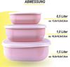 Frischhaltedosen mit Deckel 3er Set ( 500ml - 1,5L ) "Rosa" - Vorratsdosen, mikrowellen- und spülmaschinenfest, gefriertauglich, Lebensmittelbehälter Bild 2