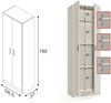 Dmora 2-türiger Mehrzweckschrank Aragorn, Zusatzschrank, Schuhregal mit 3 Regalen, modernes hohes Schuhregal, 59 x 37 x 180 cm, Weiß Bild 3