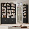 Homfa Bücherregal 209cm Bücherschrank Hochschrank Raumteiler Standregal, mit 15 offenen Fächern und 4 Türen, Holz, 150x23,7x209 cm, Schwarz Bild 2