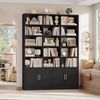 Homfa Bücherregal 209cm Bücherschrank Hochschrank Raumteiler Standregal, mit 15 offenen Fächern und 4 Türen, Holz, 150x23,7x209 cm, Schwarz Bild 3