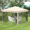 3x3 m Gartenpavillon mit UV-beständigen Moskitonetzen, Stahlrahmen und Tragetasche für Terrasse, Balkon und Partys (beige) Bild 3