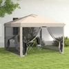 3x3 m Gartenpavillon mit UV-beständigen Moskitonetzen, Stahlrahmen und Tragetasche für Terrasse, Balkon und Partys (beige) Bild 4