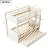 Merax 90x200 cm Etagenbett, Kinderbett aus Holz mit ausziehbarem Bettrahmen, umwandelbar in ein Einzelbett, mit Sicherheitsgeländer, Leiter und Lattenrost, Weiß Bild 4