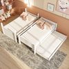 Merax 90x200 cm Etagenbett, Kinderbett aus Holz mit ausziehbarem Bettrahmen, umwandelbar in ein Einzelbett, mit Sicherheitsgeländer, Leiter und Lattenrost, Weiß Bild 3