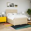 vidaXL Boxspringbett mit Matratze Creme 140x200 cm Stoff 3292084 Bild 3