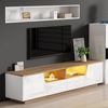 Merax Lowboard mit LED-Beleuchtung & Hochglanz-Front (perfekt für 75 Zoll TV, 1 St, 180x40x46 cm), TV-Schrank mit 2 Schubladen, 2 Schränke und halboffene Ablagefächer Bild 4