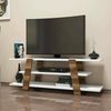 Dmora Fernsehschrank Bellagio, Ständer für Wohnzimmerfernseher, Niedriges Wohnzimmer-Sideboard, TV-Ständerbasis, 120x34h42 cm, Walnuss und Weiß Bild 2