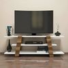 Dmora Fernsehschrank Bellagio, Ständer für Wohnzimmerfernseher, Niedriges Wohnzimmer-Sideboard, TV-Ständerbasis, 120x34h42 cm, Walnuss und Weiß Bild 4