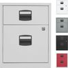 Bisley Home Beistellschrank auf Rollen mit Schloss aus Stahlblech, 1 Universal-Schublade + 1 Hängeregistratur-Schub einbahnig abschließbar - für Hängemappen & Büromaterial - Farbe: lichtgrau, PFAM1S1F-645 Bild 2