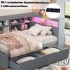 Schlafsofa Kiefer mit LED, USB & Schubladen, 90x200 cm Grau Multifunktionales Einzelbett mit Stauraum Bild 4