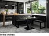 MEBLINI Eckbank für Esszimmer mit ausziehbarem Tisch - Küchenbank - Essecke - Sitzecke Küche - ERIC - U-Beine 128x168x87cm Rechts - Graphit Samt/M Weiß Hochgl. Bild 2