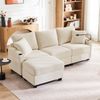 Ecksofa aus Cord mit Hocker, USB-Anschluss & Ablagen, 213,5x139x87 cm, Beige Bild 4
