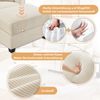 Ecksofa aus Cord mit Hocker, USB-Anschluss & Ablagen, 213,5x139x87 cm, Beige Bild 5