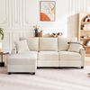 Ecksofa aus Cord mit Hocker, USB-Anschluss & Ablagen, 213,5x139x87 cm, Beige Bild 2