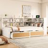 Merax Daybett Tagesbett mit 2 Schubladen, Schlafsofa 90x200cm mit Ladefunktion, Holzbett Einzelbett Stauraumbett mit Staufach, Jugendbett Gästebett, Weiß Bild 5