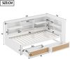 Merax Daybett Tagesbett mit 2 Schubladen, Schlafsofa 90x200cm mit Ladefunktion, Holzbett Einzelbett Stauraumbett mit Staufach, Jugendbett Gästebett, Weiß Bild 4