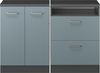 Küchenschrank für Dachschrägen R-Line Blau-Grau 120 cm 2er Set Schrankkorpuss 60 cm Tiefe Vicco Bild 3