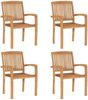 vidaXL Stapelbare Gartenstühle mit Kissen 4 Stk. Massivholz Teak 3073223 Bild 2