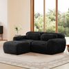 Ecksofa aus Plüsch, modular in L-Form oder als 2-Sitzer, 204×179×73, Schwarz, montagefrei Bild 2