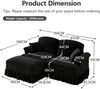 Ecksofa Chenille mit abnehmbarem Rüschenbezug & beweglichem Hocker, 140x194x93 cm, Schwarz Bild 5