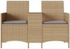 vidaXL Gartensofa 2-Sitzer mit Tisch und Kissen Beige Poly Rattan 4003887 Bild 4