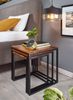 Satztisch 3er Set Sheesham Massivholz / Metall Beistelltisch Eckig Modern, Design Couchtisch 3-teilig, Wohnzimmertisch Platzsparend, Holztisch Kaffeetisch Wohnzimmer Bild 5