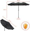 Spetebo Sonnenschirm Doppel Sonnenschirm 300 x 150 cm - anthrazit, LxB: 300.00x150.00 cm, Packung, mit Handkurbel, Drei Kuppel Sonnenschutz Gartenschirm Bild 2