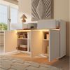 Flieks Kommode mit LED-Beleuchtung, 2 Schubladen und verstellbaren Einlegeböden (140 x 40 x 85 cm, 1 St, für Wohnzimmer/Arbeitszimmer/Flur/Schlafzimmer), Multifunktionaler Mehrzweckschrank Sideboard Küchenschrank Weiß Bild 2