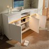 Flieks Kommode mit LED-Beleuchtung, 2 Schubladen und verstellbaren Einlegeböden (140 x 40 x 85 cm, 1 St, für Wohnzimmer/Arbeitszimmer/Flur/Schlafzimmer), Multifunktionaler Mehrzweckschrank Sideboard Küchenschrank Weiß Bild 4