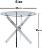 Esstisch 80 x 80 x 75 cm, Glasplatte mit Metallgestell in Silber, modernes Design Bild 3