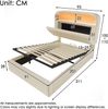 Polsterbett 90×200 cm mit höhenverstellbarem Stauraum-Kopfteil, LED & USB, Beige, inkl. Matratze Bild 5