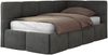 Jugendbett 90x200 ARVO Polsterbett mit Bettkasten, Stauraum & Gasdruckfeder, Modernes Design mit Kopfteil - Dunkelgrau Velvet - Rechts Seite Bild 5