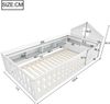 Weißes Kinderbett Mit Hausdach Design 90x200 Massivkiefer Sicherheitsbett Mit Staufächern Tür 120kg Tragkraft Montessori Spielbett Bild 4