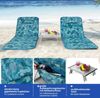 2er Set Strandmatte mit Beistelltisch Kopfkissen & Staufach Liegematte mit Verstellbarer Rückenlehne Türkisblau Bild 5