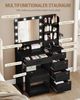 Schminktisch mit 10 LED-Beleuchtung, Hocker, Frisiertisch mit Große Spiegel, Schminktische mit Stecker, Und Haartrocknerhalter, Und Mehreren Schubladen, Schwarz Bild 3