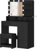 Schminktisch mit 10 LED-Beleuchtung, Hocker, Frisiertisch mit Große Spiegel, Schminktische mit Stecker, Und Haartrocknerhalter, Und Mehreren Schubladen, Schwarz Bild 2