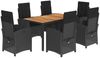 vidaXL 7-tlg. Garten-Essgruppe mit Kissen Schwarz Poly Rattan 3212234 Bild 2