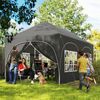6x3 m großes Pop-up-Faltzelt mit 6 abnehmbaren Seitenwänden, verstellbarer Höhe und Tragetasche, dunkelgrau Bild 3