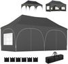 6x3 m großes Pop-up-Faltzelt mit 6 abnehmbaren Seitenwänden, verstellbarer Höhe und Tragetasche, dunkelgrau Bild 2