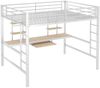 Hochbett mit Schreibtisch, Regal, Rausfallschutz und Lattenrost, 140x200 cm, Metallbett, Kinderbett, Jugendbett Bild 5